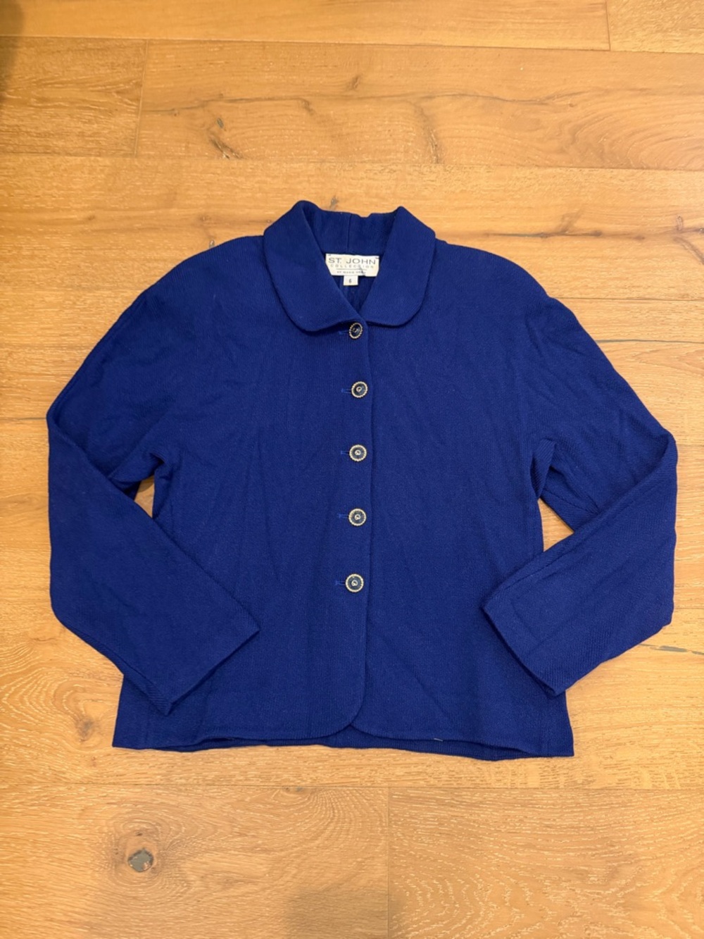 St. John Women's Blue Knit Jacket - size 6